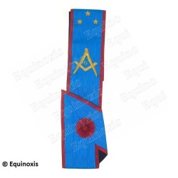 Masonic sash – Scottish Rite (AASR) – Master Mason – Square-and-compass + G + 3 stars – Hand embroidery