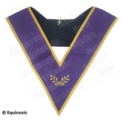 Masonic collar –Memphis-Misraim violet avec galon doré – Officier – Branches d'acacia – Brodé machine