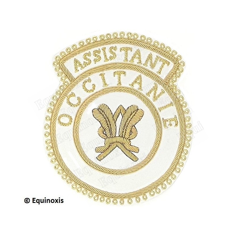 Badge / Macaron GLNF – Grande tenue provinciale – Assistant Grand Secrétaire – Occitanie – Brodé main
