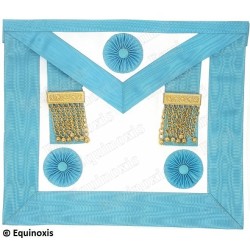 Tablier maçonnique en simili-cuir – Rite Emulation – Maître - Cocardes bleues
