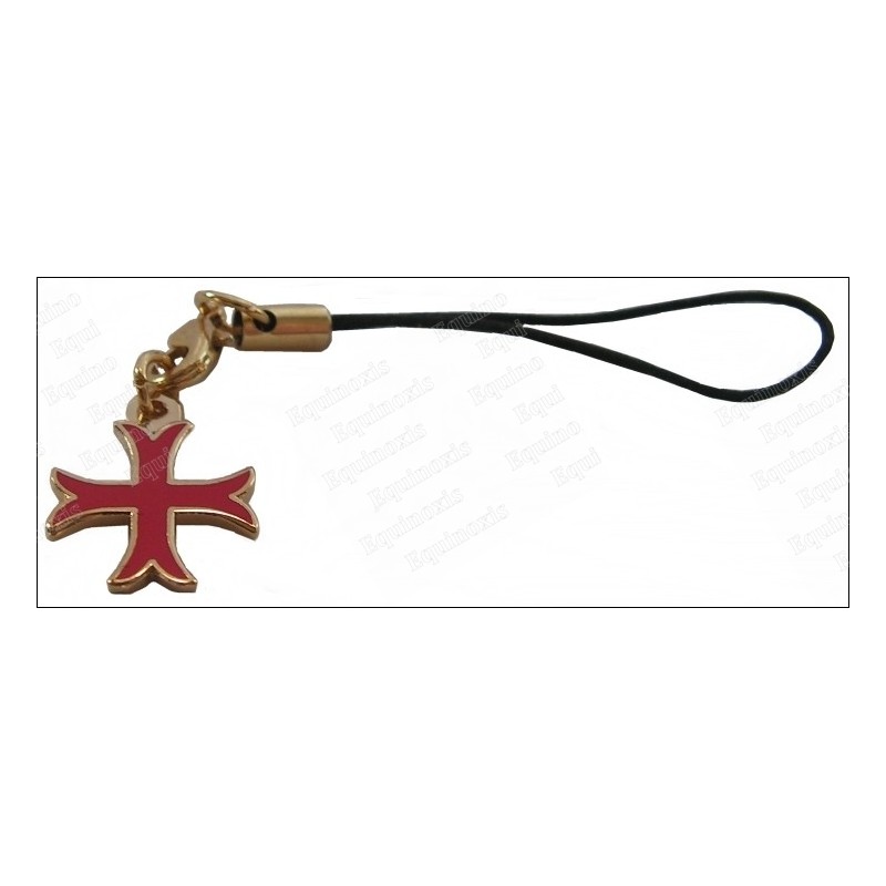 Templar mobile phone charm – Inward-patted Templar cross – Red enamel