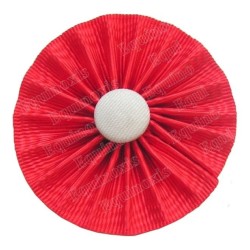 Red rosette with white button