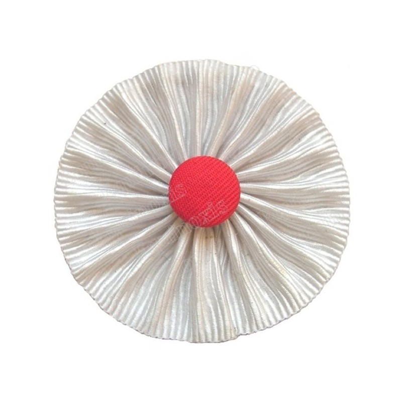 White rosette with red button