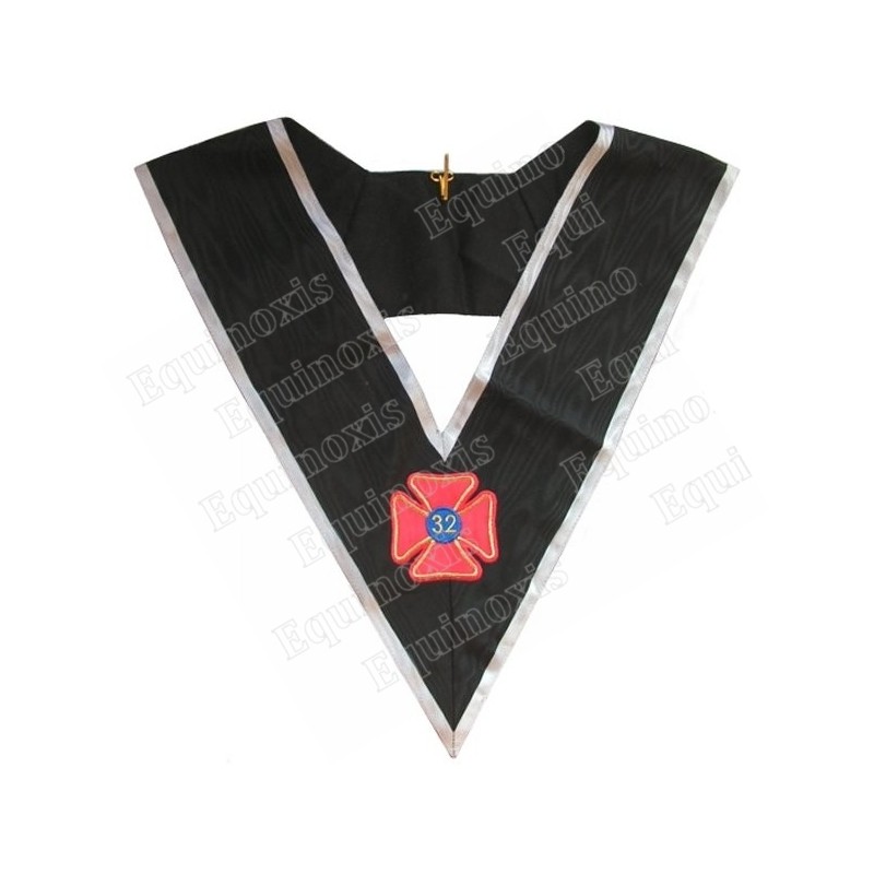 Masonic Officer's collar – AASR – 32nd degree – Black back – Machine embroidery