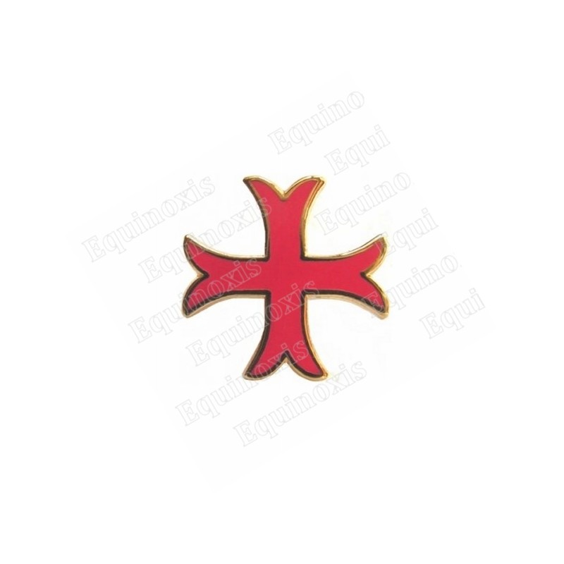 Templar lapel pin – Inward-patted Templar cross w/ red enamel – Large