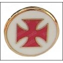 Masonic lapel pin – Templar cross – Red enamel against white background