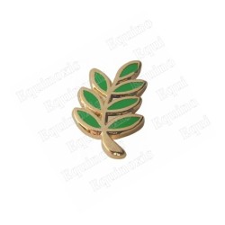 Masonic lapel pin – Sprig of acacia with green enamel – Large