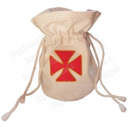 Templar leather pouch  – Patted Templar cross – White leather