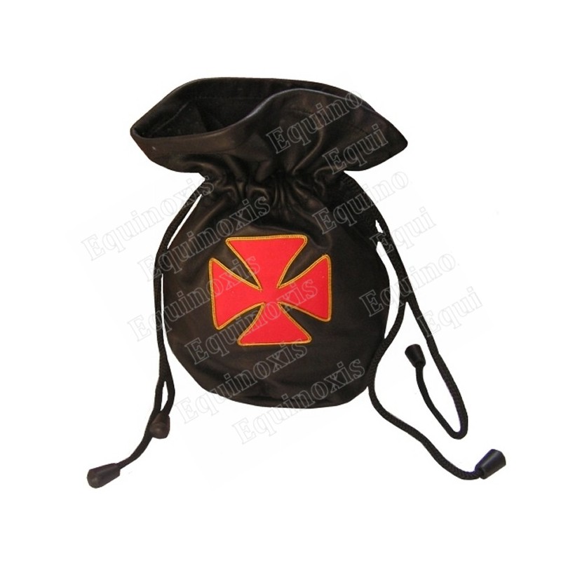 Leather templar pouch  – Patted Templar cross – Black leather