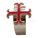 Templar finger-ring – Anchored cross w/ red enamel