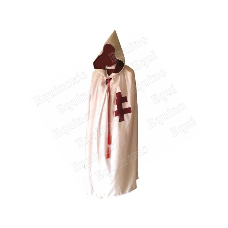 Templar mantle – Knights Templar (KT) – Preceptor – White mantle with maroon preceptor's cross