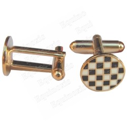 Masonic cuff-links – Chequered Floor – Round
