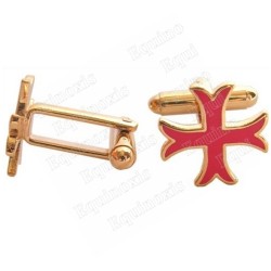 Templar cuff-links – Inward-patted Templar cross – Red enamel – Large