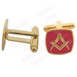 Masonic cuff-links – Square-and-compass w/ red enamel