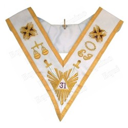 Masonic Officer's collar –  REAA – 31st degree – Grand glory – Heavily embroidered