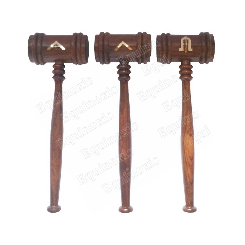 Set of 3 Masonic gavels  – WM / Senior Warden / Junior Warden – Brown