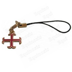Templar mobile phone charm – Anchored cross w/ red enamel