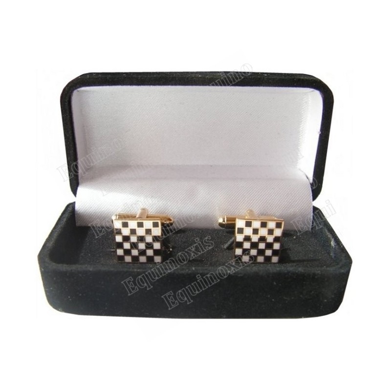 Masonic cuff-links with box – Chequered Floor – Square