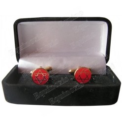 Martinist cuff-links with box – Hexagramme against red background