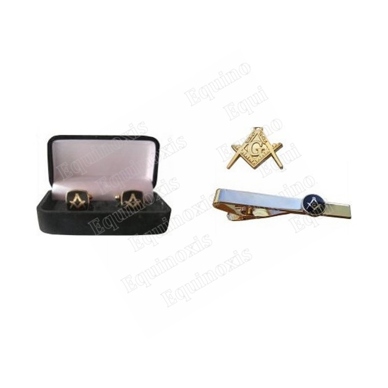 Boutons De Manchette Maçonniques - Design Moderne Noir Et Argent - Carré & Compas