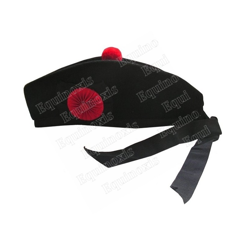 Masonic hat – Black Glengarry with red rosette – Size 55