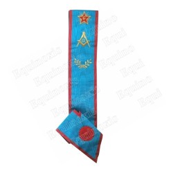 Masonic collar – REAA – Master Mason – Square and compass + G + Etoile flamboyante  – Machine embroidery