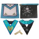 Worshipful Master package – Memphis-Misraim – Fake-leather apron + machine-embroidered 108-leaf collar + jewel