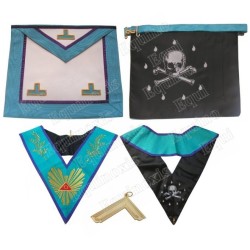 Worshipful Master package – Memphis-Misraim – Fake-leather apron + machine-embroidered 108-leaf collar + jewel