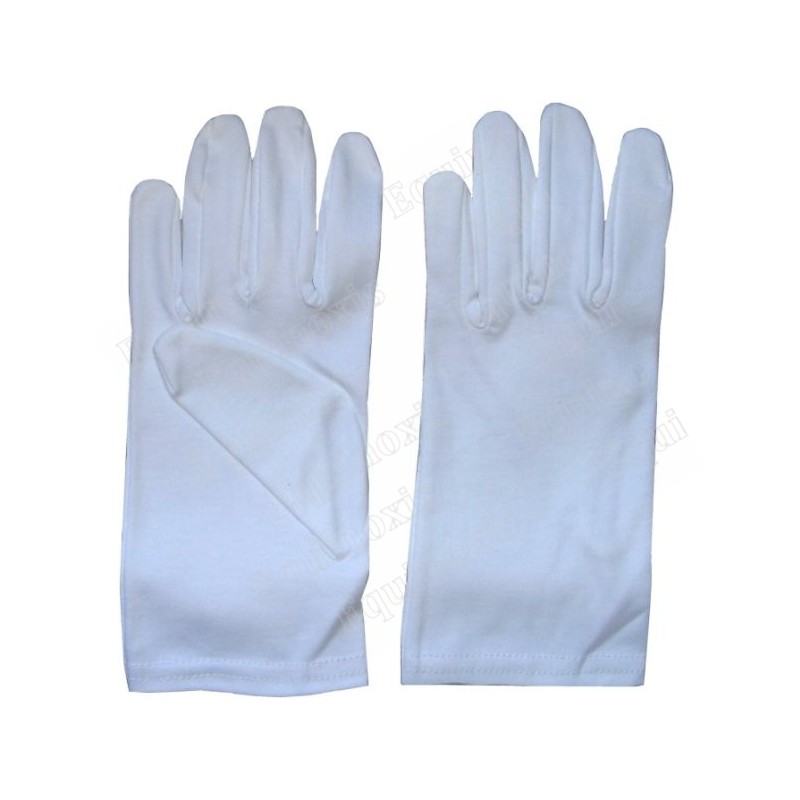 White Masonic gloves – Pure cotton – Size  8 1/2