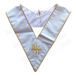Martinist collar – Supérieur Inconnu (SI) – White – Hand embroidery