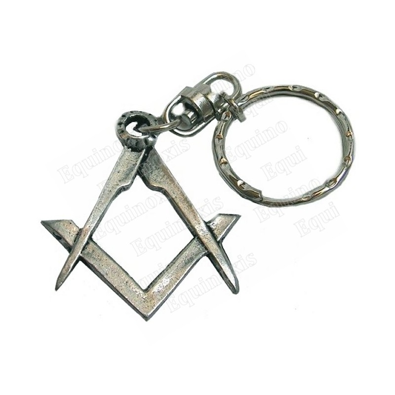 Masonic keyring – Square-and-compass – Antique silver finish
