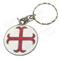 Templar keyring – Anchored cross – Red and white enamel