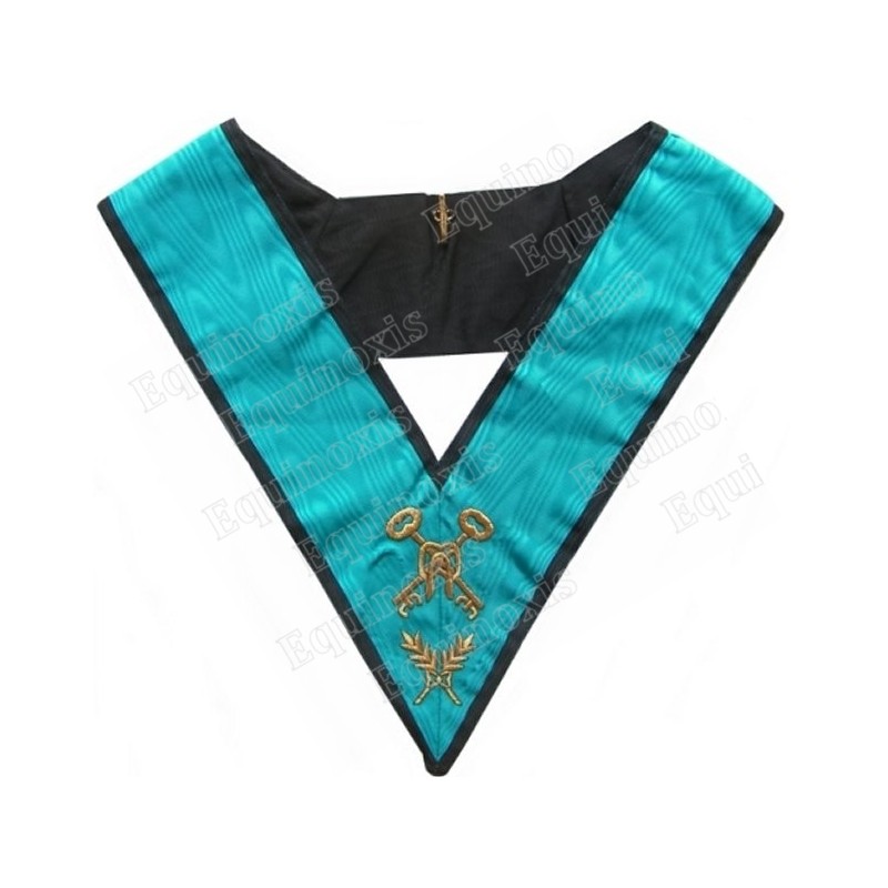 Masonic Officer's collar – 4th degree – Treasurer – AASR – Mourning back – Hand embroidery