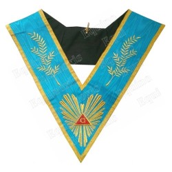 Masonic Officer's collar – Memphis-Misraim – Worshipful Past Master – Acacia 108 leaves – Machine embroidery