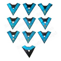 Masonic Officers' collars – Scottish Rite (AASR) – 4th degree – Set of 9 Officers – Machine embroidery