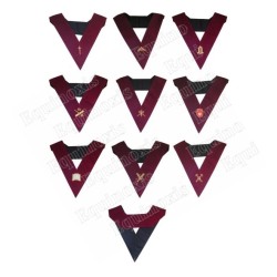 Masonic Officers' collars – Scottish Rite (AASR) – 14th degree – 9-Officers set – Machine embroidery