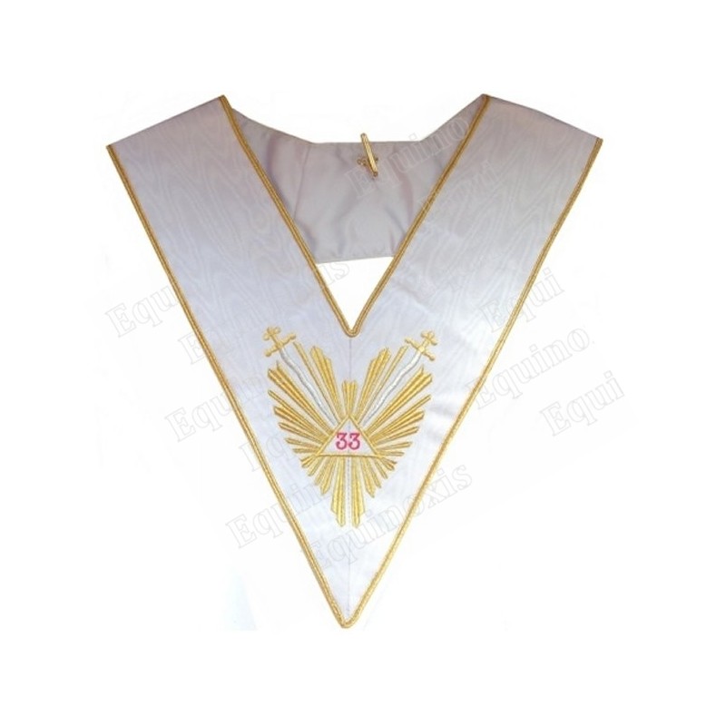 Masonic collar – AASR – 33rd degree – Great glory + glaives flamboyants – Machine embroidery