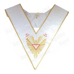 Masonic collar – 33rd degree – AASR – Grand glory + glaives flamboyants pommeau rouge – Machine embroidery