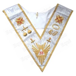 Masonic collar – Scottish Rite (AASR) – 33rd degree – Grand glory – Hand embroidery