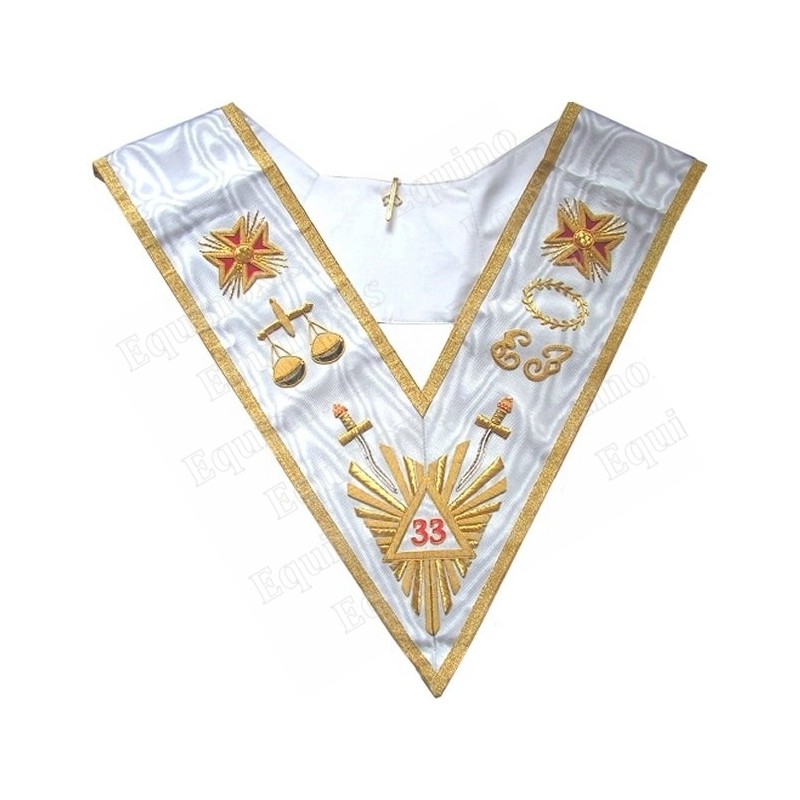 Masonic Officer's collar – AASR – 33rd degree – Grand glory – Heavily embroidered