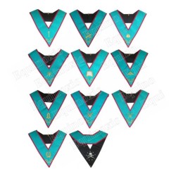Masonic Officers' collars – AASR – 10-Officers set – Machine embroidery
