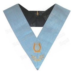 Masonic Officer's collar – Traditional French Rite – Colonne d'Harmony – Mourning back – Machine-embroidered