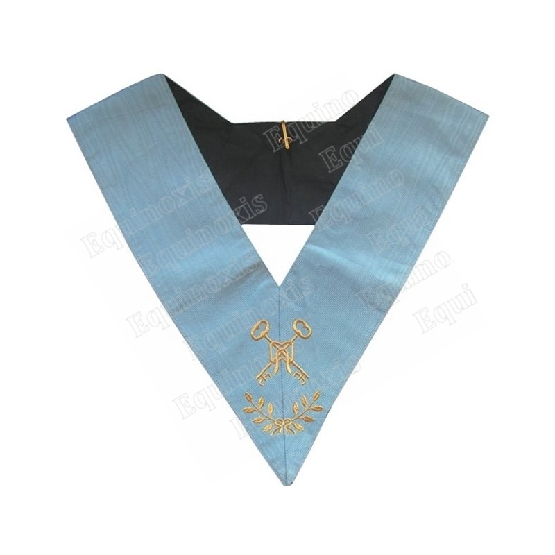 Masonic Officer's collar – Traditional French Rite – Treasurer – Mourning back – Machine-embroidered