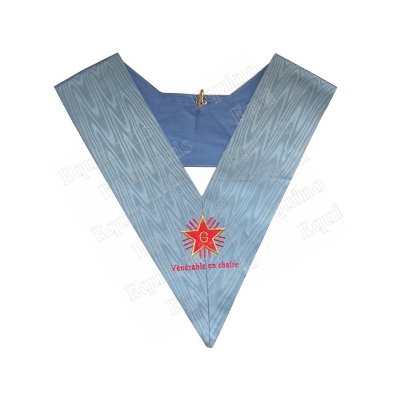 Masonic Officer's collar – French Traditional Rite – Worshipful Master with title – Machine embroidery
