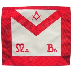 Vinyl Masonic apron – ASSR – Master Mason – Red square-and-compass +  MB – 33 cm x 39 cm
