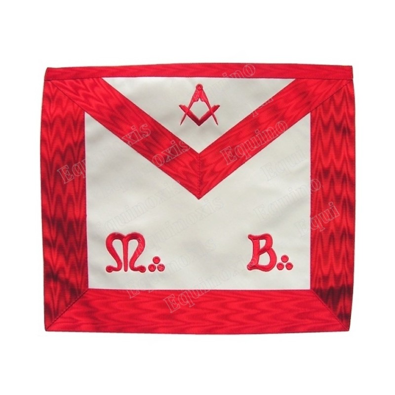 Vinyl Masonic apron – ASSR – Master Mason – Red square-and-compass +  MB – 33 cm x 39 cm