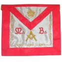 Satin Masonic apron – ASSR – Master Mason – Square and compass + MB + Flaming Star