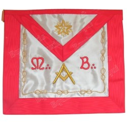 Satin Masonic apron – Scottish Rite (ASSR) – Master Mason – Square and compass + MB + Flaming Star