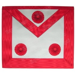 Leather Masonic apron – Scottish Rite (AASR) – Master Mason – 3 rosettes – Red back