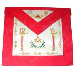 Leather Masonic apron – Scottish Rite (AASR) – Master Mason – Columns + Moon and Sun + MB + Love knot – Hand embroidery